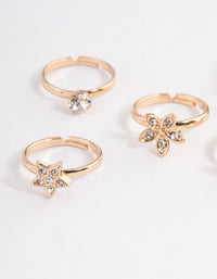 Kids Diamante Flower & Bow Ring 6-Pack - link has visual effect only