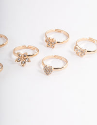 Kids Diamante Flower & Bow Ring 6-Pack - link has visual effect only