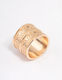 Gold Double Stack Filigree Ring - link has visual effect only