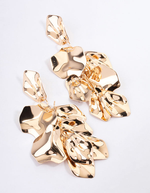 Gold Coated Petal Drop Earrings