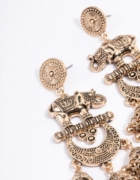 Long Antique Gold Elephant Jhumka Earrings - link has visual effect only