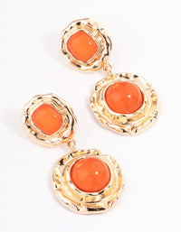 Worn Gold Vintage Molten Round Drop Earrings - link has visual effect only