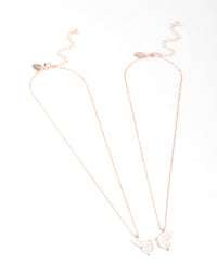 Rose Gold Best Friend Butterfly Necklace Pack - link has visual effect only