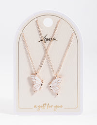 Rose Gold Best Friend Butterfly Necklace Pack - link has visual effect only