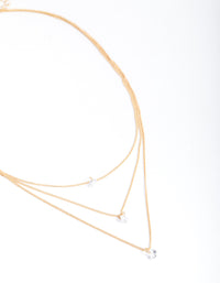 Gold Classic Diamante Layered Necklace - link has visual effect only