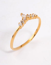 Gold Plated Sterling Silver Wishbone Cubic Zirconia Ring - link has visual effect only