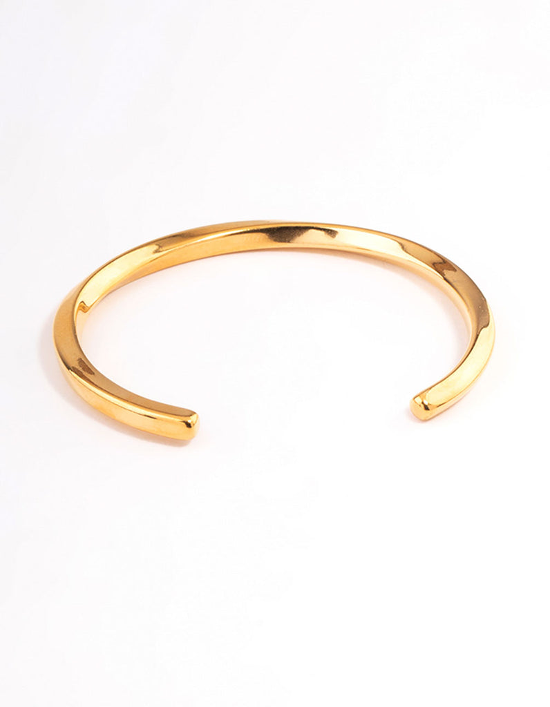 Gold Plated Stainless Steel Subtle Twist Cuff Bracelet