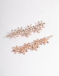 Rose Gold Diamante Flower Hair Pin Pack - link has visual effect only