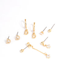 Letter 'D' Gold Plated Initial Ear Stackers - link has visual effect only