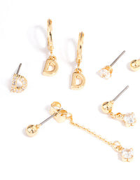 Letter 'D' Gold Plated Initial Ear Stackers - link has visual effect only