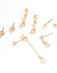 Letter 'P' Gold Plated Initial Ear Stackers - link has visual effect only