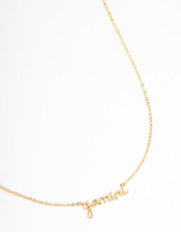 Gold Plated Gemini Script Pendant Necklace