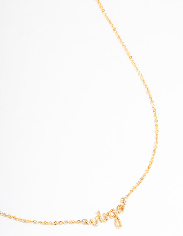 Gold Plated Virgo Script Pendant Necklace