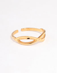 Gold Plated Sterling Silver Cross Over Ring - link has visual effect only