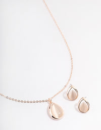 Rose Gold Cateye Pear Jewellery Set - link has visual effect only