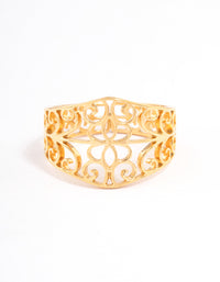 Waterproof Gold Plated Stainless Steel Fine Swirl Filigree Ring - link has visual effect only