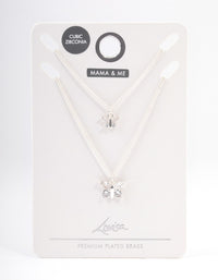 Silver Plated Cubic Zirconia Link Butterfly Necklace Pack - link has visual effect only