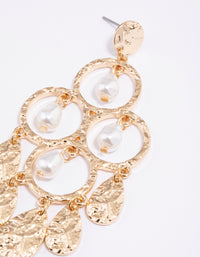 Gold Textured Chandelier Earrings - link has visual effect only