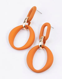 Gold Rubber Coated Link Drop Earrings - link has visual effect only