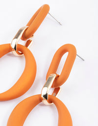 Gold Rubber Coated Link Drop Earrings - link has visual effect only