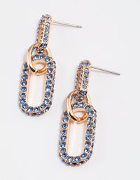 Gold Crystal Link Drop Earrings - link has visual effect only