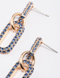 Gold Crystal Link Drop Earrings - link has visual effect only