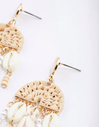 Gold Multi Fringe Pearl Tassel Earrings - link has visual effect only