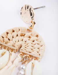 Gold Multi Fringe Pearl Tassel Earrings - link has visual effect only