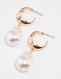 Gold Statement Pearl Drop Earrings - link has visual effect only