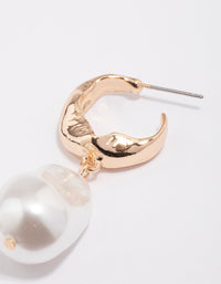 Gold Statement Pearl Drop Earrings - link has visual effect only