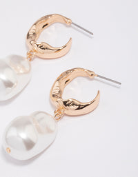 Gold Statement Pearl Drop Earrings - link has visual effect only