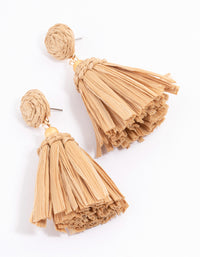 Gold Fringe Raffia Drop Earrings - link has visual effect only