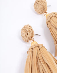 Gold Fringe Raffia Drop Earrings - link has visual effect only