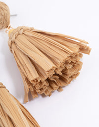 Gold Fringe Raffia Drop Earrings - link has visual effect only