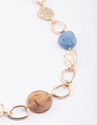 Gold Mixed Stone Oval Necklace - link has visual effect only