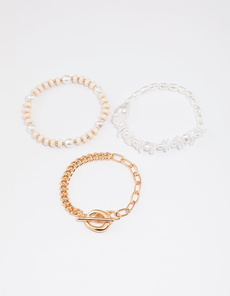 Gold Toggle Pearl Bracelet Pack