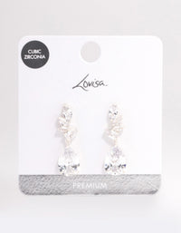 Silver Plated Pearl Cubic Zirconia Fan Drop Earrings - link has visual effect only