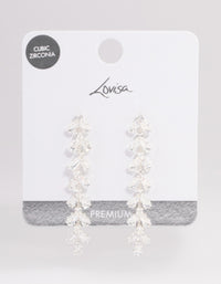 Silver Plated Cubic Zirconia Baguette Vine Drop Earrings - link has visual effect only