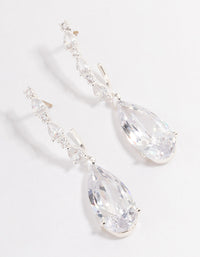 Silver Plated Cubic Zirconia Medium Drop Earrings - link has visual effect only