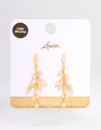 Gold Plated Cubic Zirconia Marquise Leaf Drop Earrings - link has visual effect only