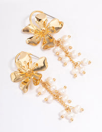 Gold Plated Large Flower Freshwater Pearls Cluster Earrings - link has visual effect only