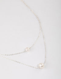 Silver Plated Double Freshwater Pearl Double Layer Necklace - link has visual effect only