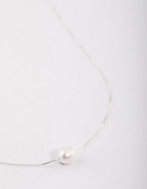 Silver Plated Freshwater Pearl Pendant Necklace