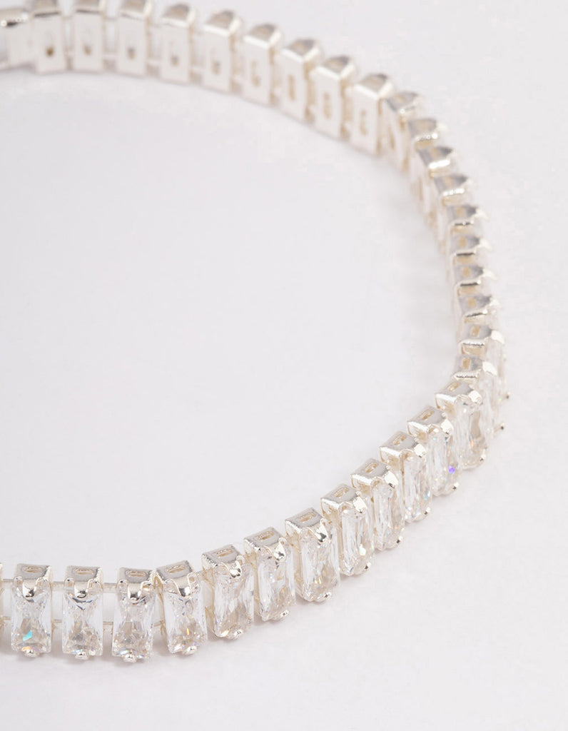 Silver Plated Baguette Tennis Bracelet