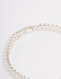 Silver Plated Baguette Tennis Bracelet - link has visual effect only