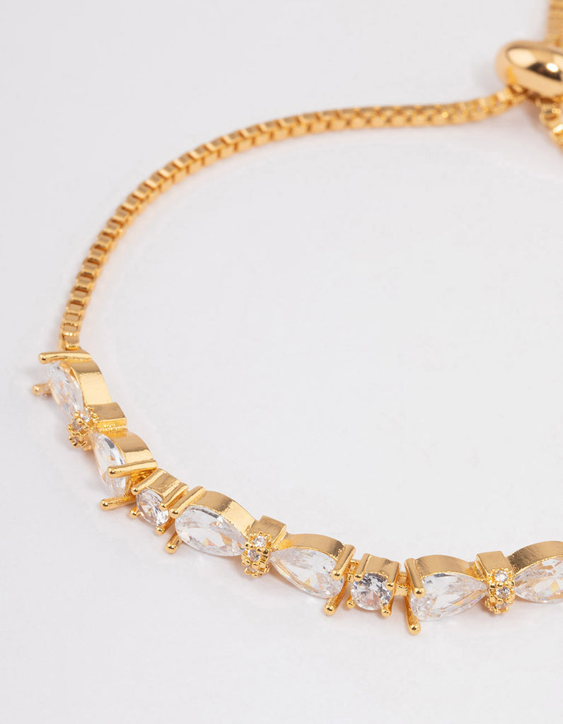 Gold Plated Cubic Zirconia Regal Toggle Bracelet