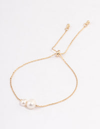 Gold Plated Freshwater Pearl Pendant Toggle Bracelet - link has visual effect only