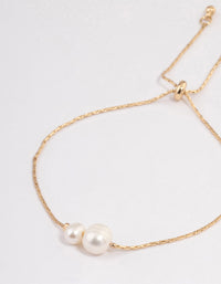 Gold Plated Freshwater Pearl Pendant Toggle Bracelet - link has visual effect only