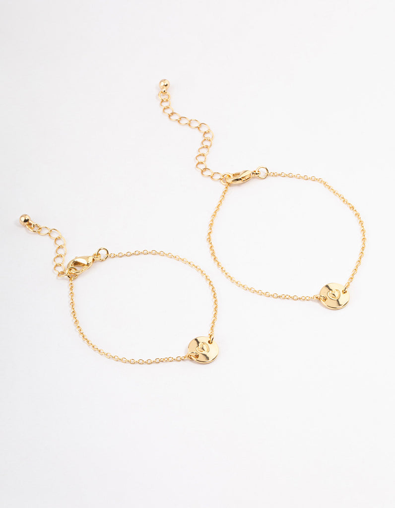 Gold Plated Heart Disc Bracelet Pack