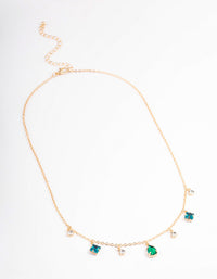 Gold Pear Stone Square Necklace - link has visual effect only